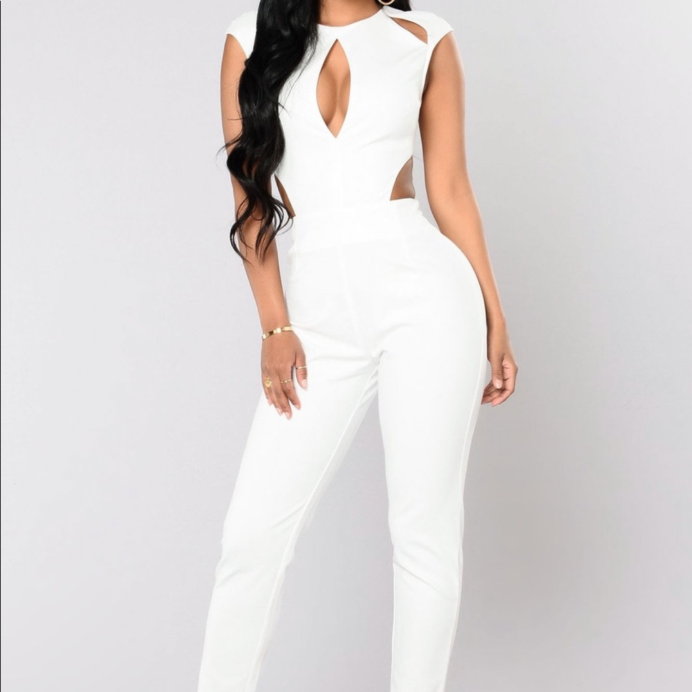 White cut out jumpsuit